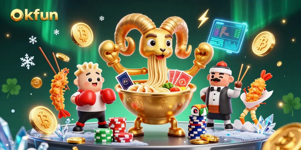 Engage in exciting gameplay with okfun, featuring vibrant characters and neon elements in a dynamic casino scene.