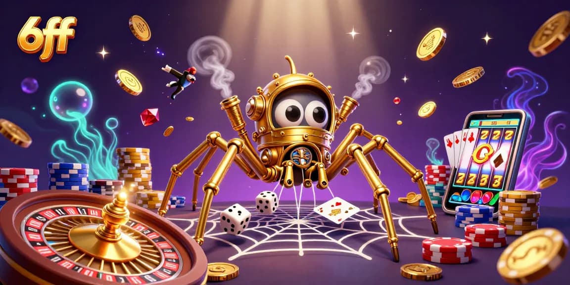 Experience thrilling moments with 6ff in a rich casino scene featuring golden coins and vibrant game elements.