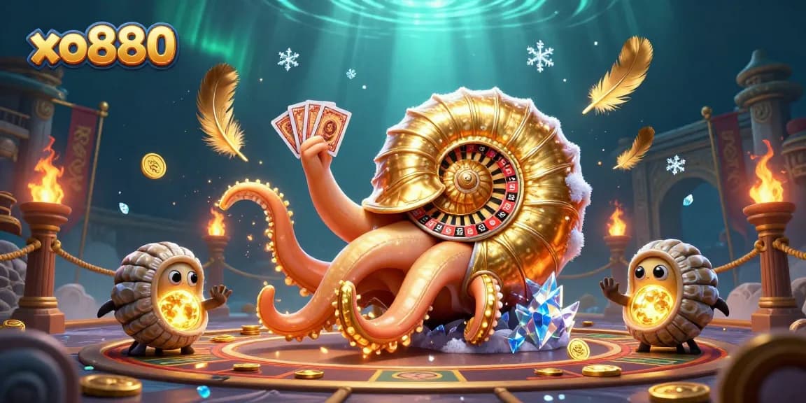 Engage with xo880 as the giant nautilus roulette spins amidst swirling casino gameplay elements.