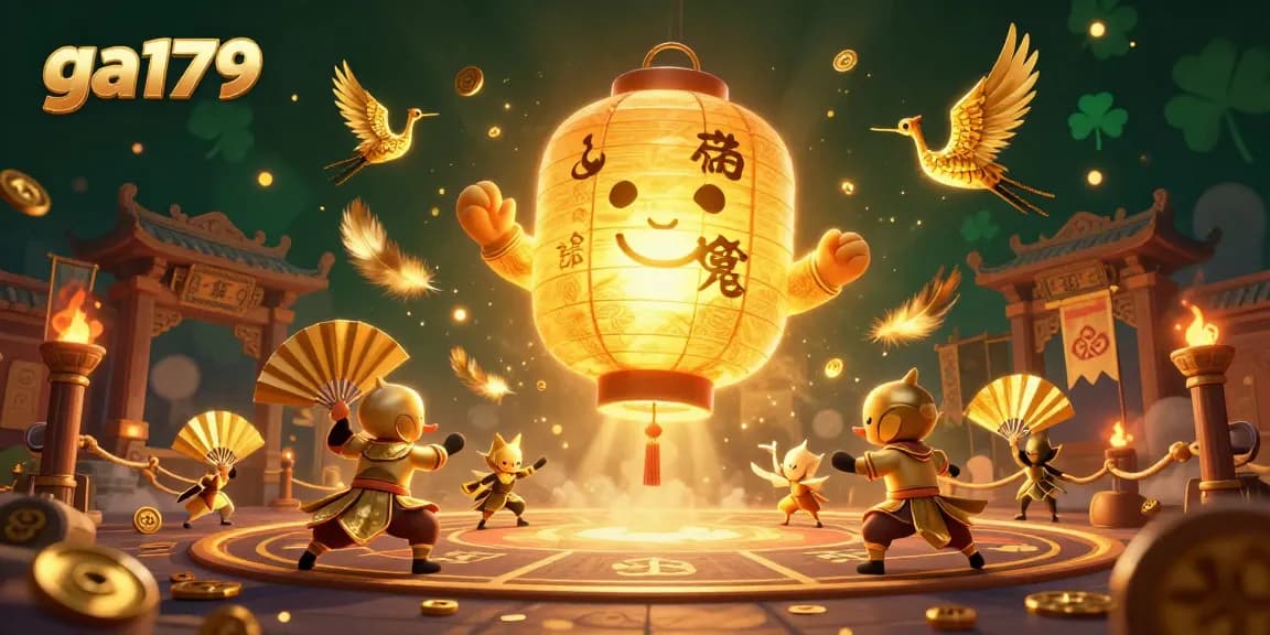 Experience the immersive thrill of ga179 casino with dynamic lantern spirit and warriors in a vibrant gaming scene.