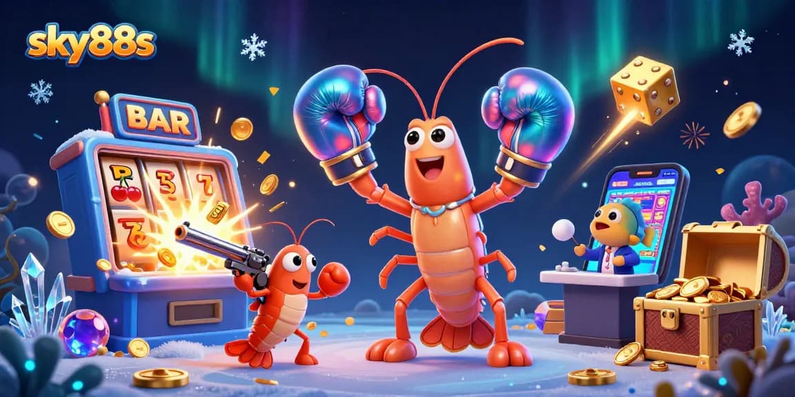 Experience thrilling wins with sky88s; vibrant 3D underwater characters amidst explosive jackpots.