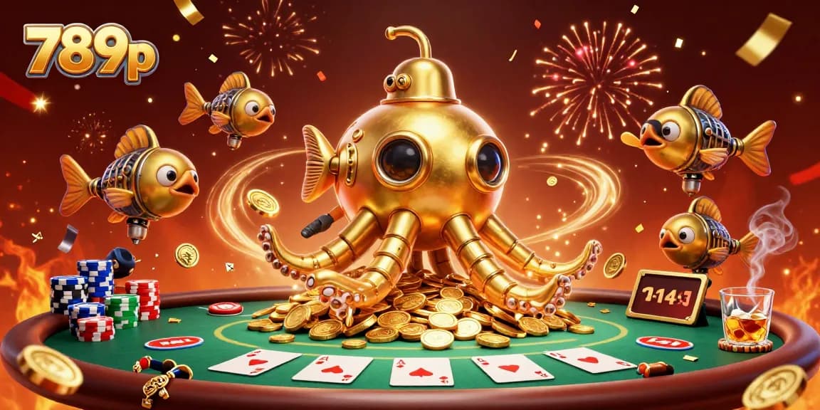 Experience thrilling wins at 789p as the golden kraken submarine navigates a sea of cards and chips.
