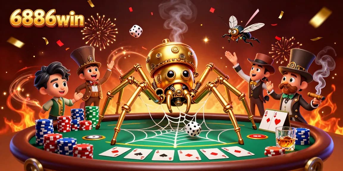 Catch exciting wins at 6886win with elaborate poker and gambling elements featured in an engaging 3D scene.