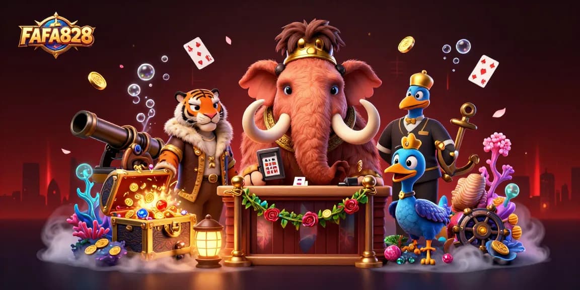 Engage with FAFA828 at the vibrant casino with unique characters and dynamic gaming elements.