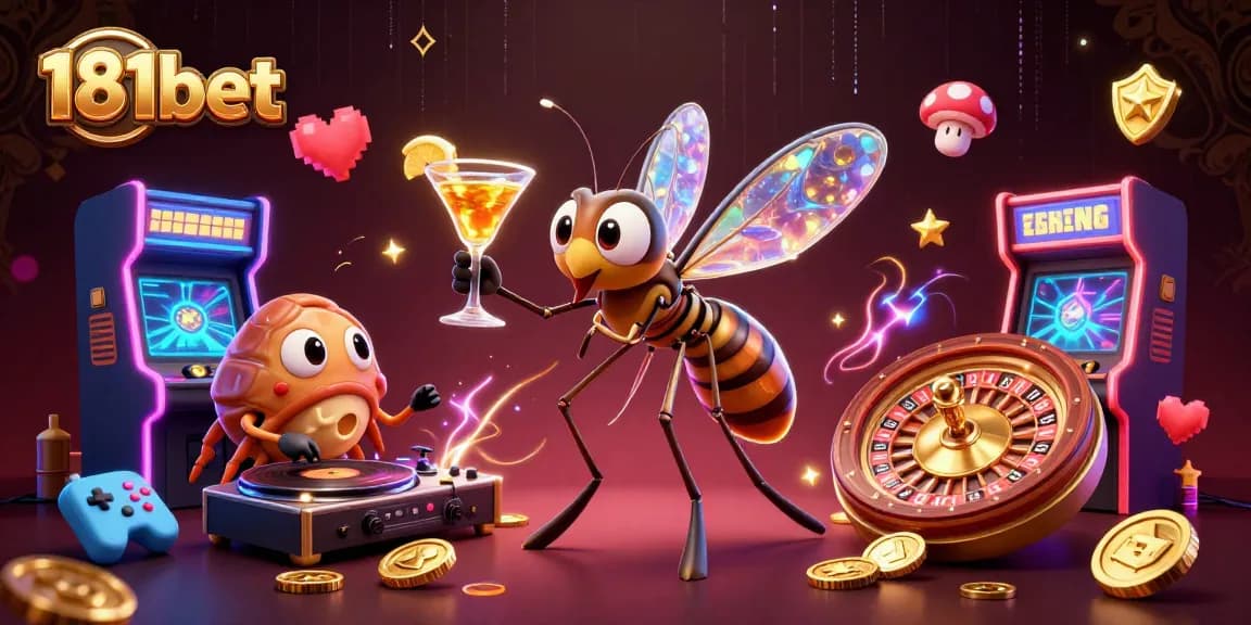 Experience excitement at 181bet with a vibrant casino scene featuring unique gaming characters and elements.
