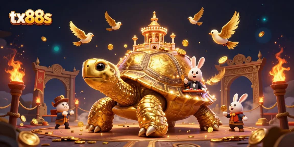 Capture your fortune at tx88s with 3D golden tortoise casino scene filled with action and excitement.