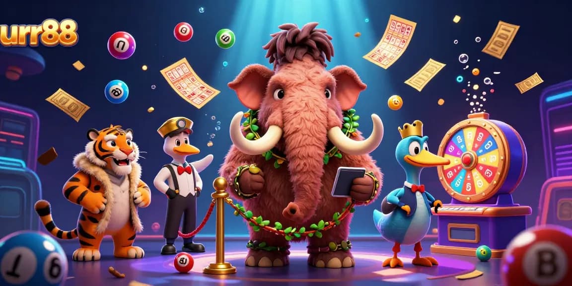 Experience the dynamic fun at urr88 with a lively casino scene featuring exciting games and unique characters.