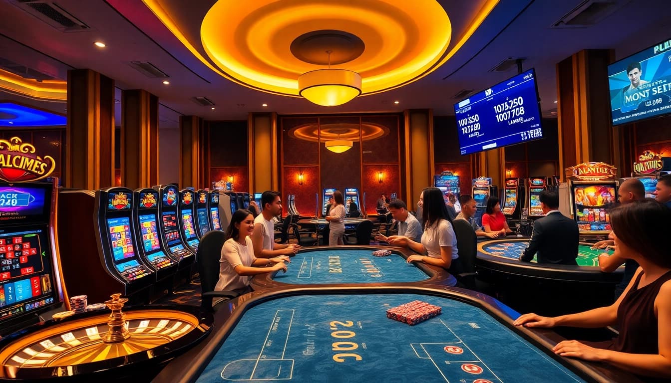 Players enjoying an immersive experience at nhà cái mm88, showcasing exciting casino games and live betting action.