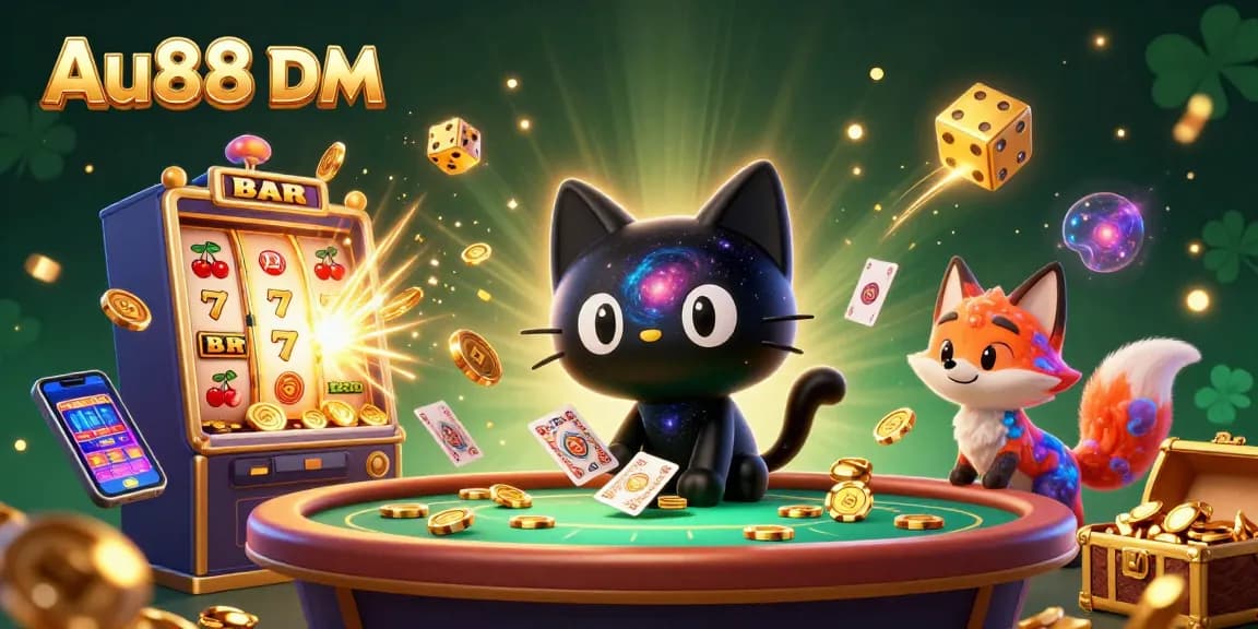 Win big at Au88 DM with our cosmic casino scene, showcasing vibrant game elements.
