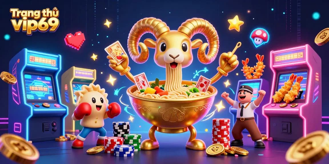 Experience the thrill of Trang chủ vip69 with a vibrant 3D scene featuring unique characters and rich game elements.