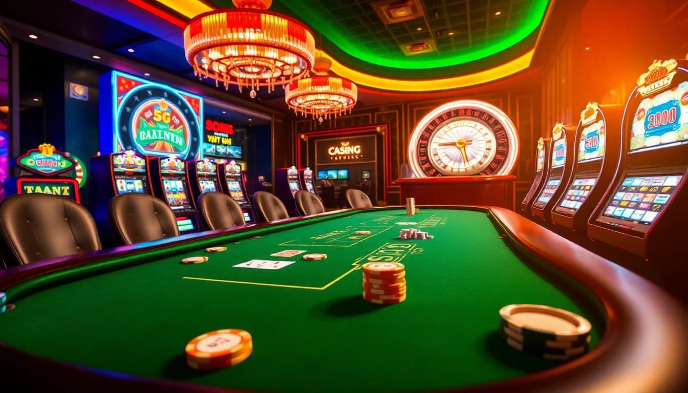 Engage in thrilling gameplay at the cổng game kjc with vibrant poker tables and exciting slot machines.