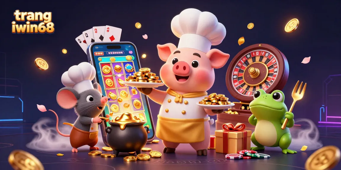 Experience the thrilling world of trang iwin68 with a vibrant 3D casino illustration showcasing exciting gameplay.