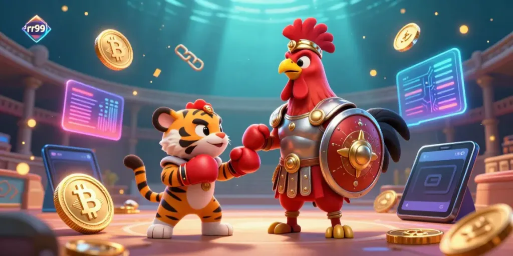 Engage in thrilling gaming experiences at rr99 with a vibrant casino-themed illustration.