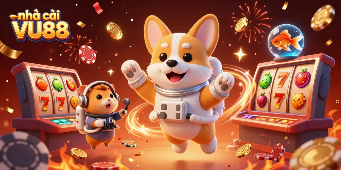 Experience the excitement of nhà cái VU88 with a vibrant 3D casino scene featuring thrilling game elements.