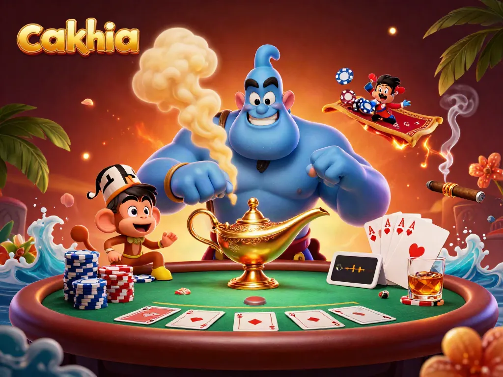 Cakhia enhances your gambling experience with colorful poker chips and vibrant casino themes in a 3D illustration.