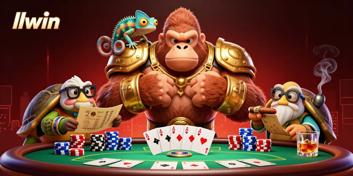 Join the excitement with llwin as the golden gorilla king claims victory at the poker table.