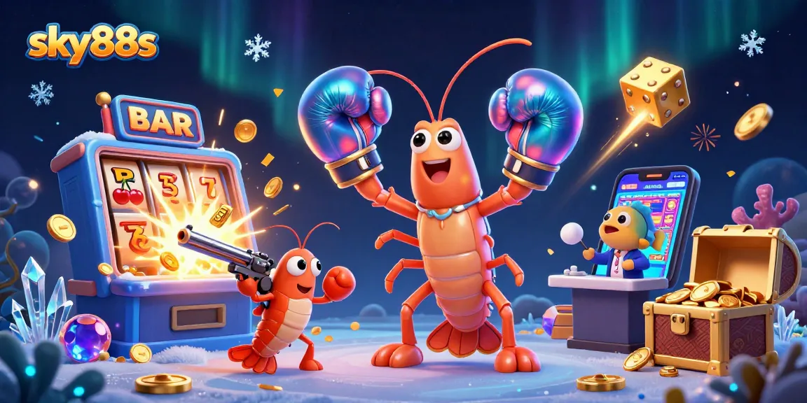 Experience thrilling wins with sky88s; vibrant 3D underwater characters amidst explosive jackpots.