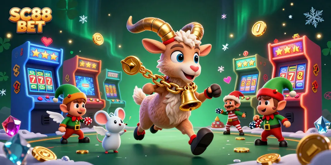 Engage with the festive horror at SC88 BET, where a Krampus goat and cheerful characters run a lively casino scene.