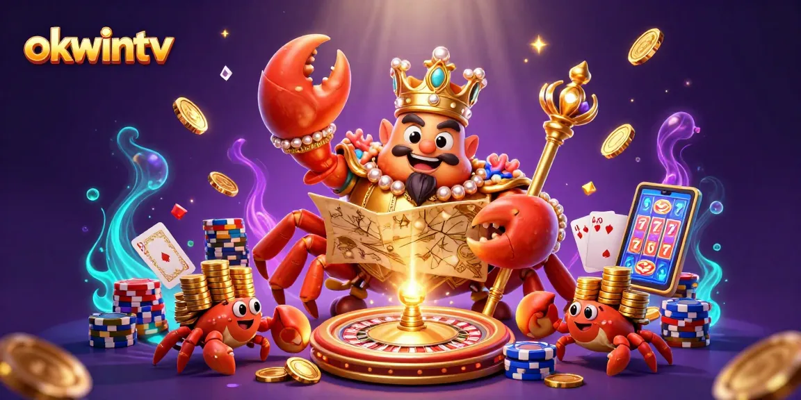 Experience the excitement of okwintv with a golden crab emperor, sparkling chips, and live betting action.