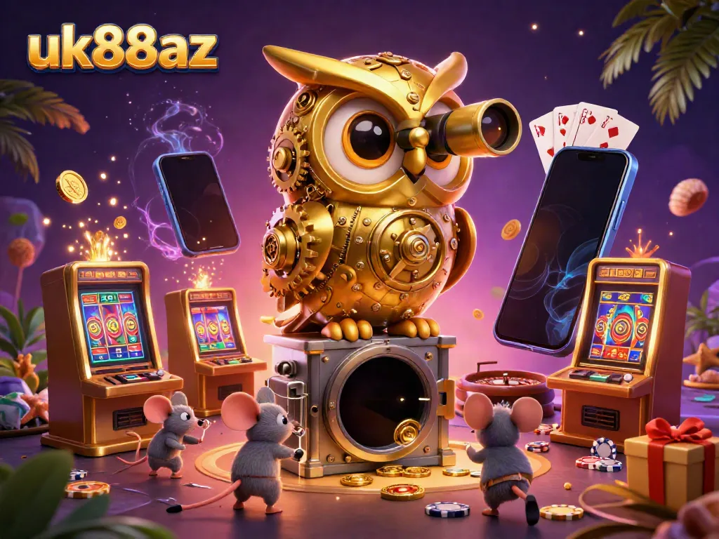Experience thrilling chances at uk88az with vibrant casino-themed illustrations featuring dynamic gaming scenes.