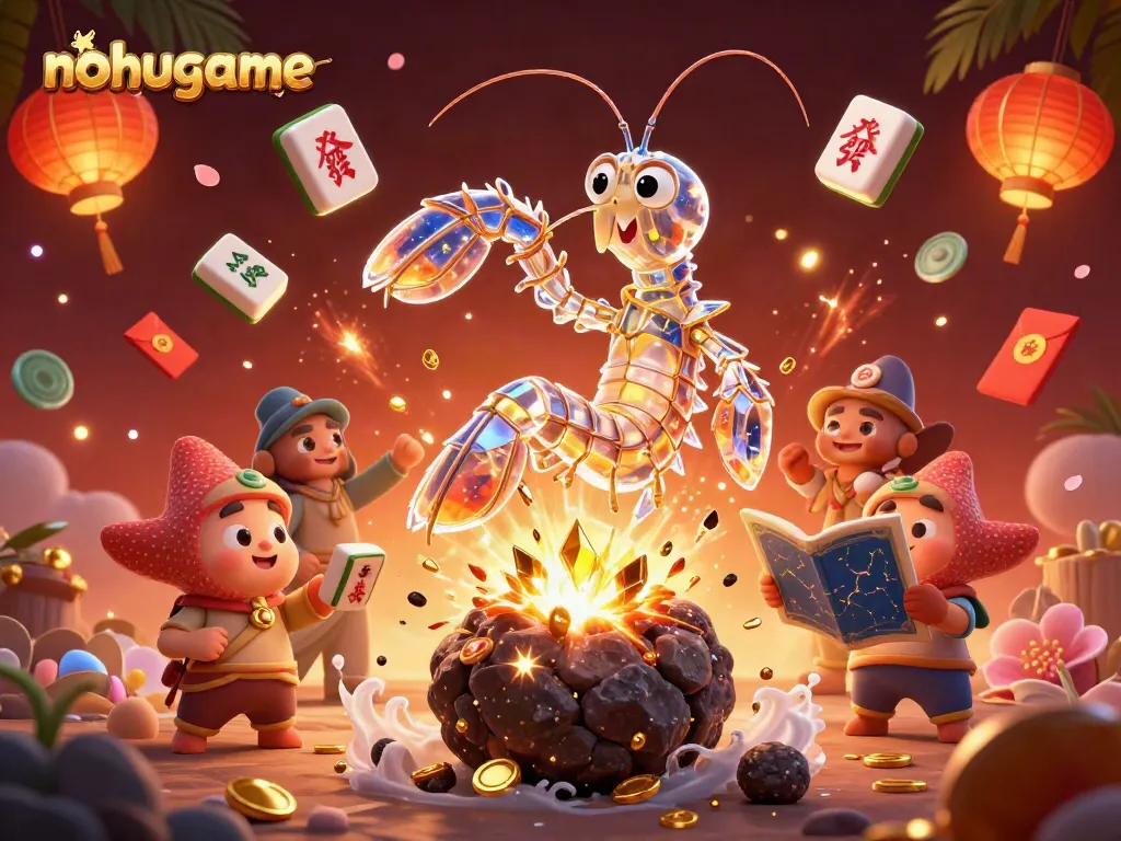 Experience big wins with nohugame in a vibrant 3D casino scene filled with treasures and action.