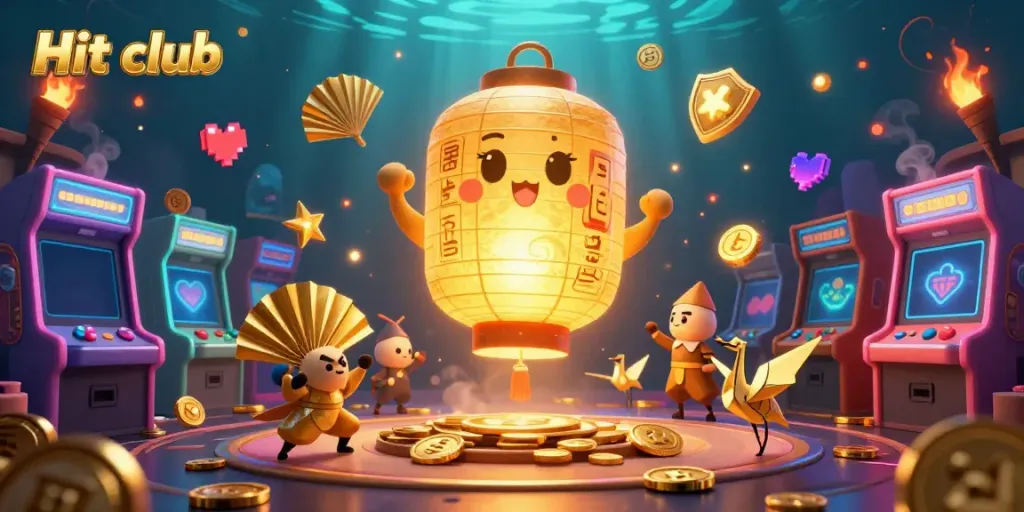 Experience the vibrant world of Hit club with dynamic casino gaming elements and golden lantern spirits in action.