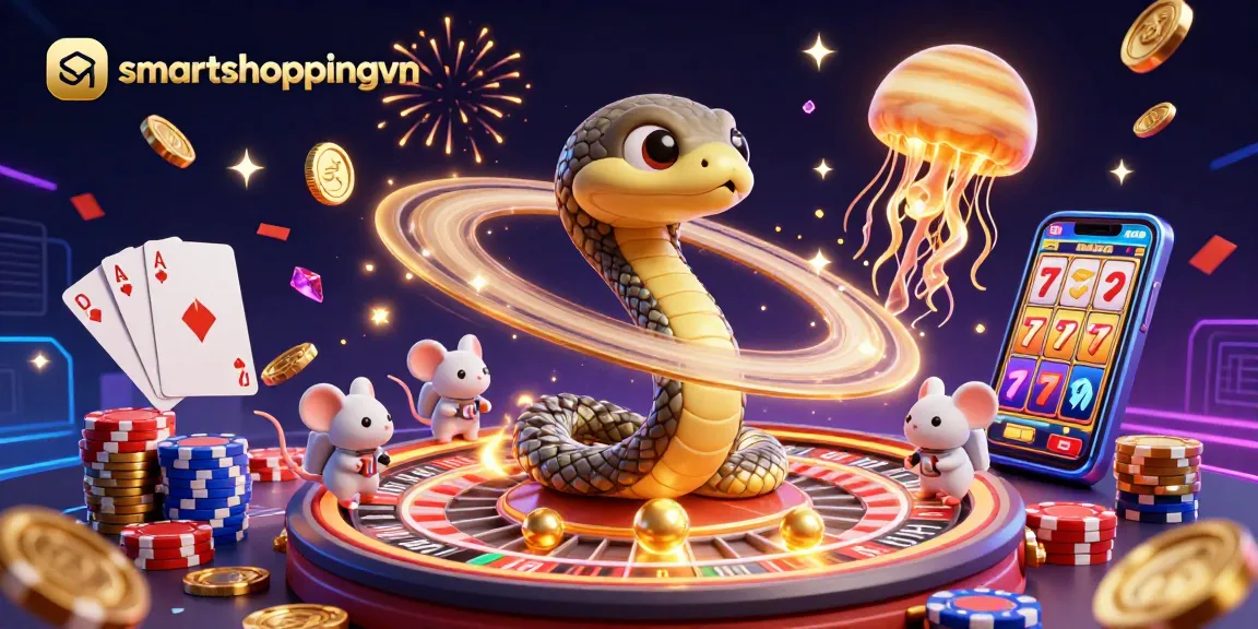 Engaging scene featuring smartshoppingvn as astronaut mice bet on a Saturn ring roulette wheel.