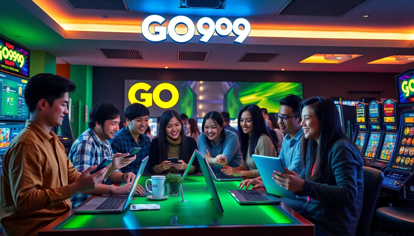 GO99 online gaming experience with diverse players and vibrant digital interface.