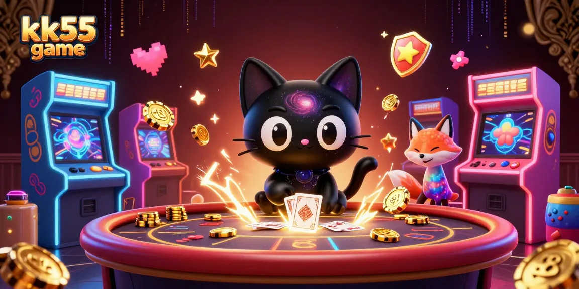 Experience the thrilling kk55 game with colorful characters and cosmic casino elements.
