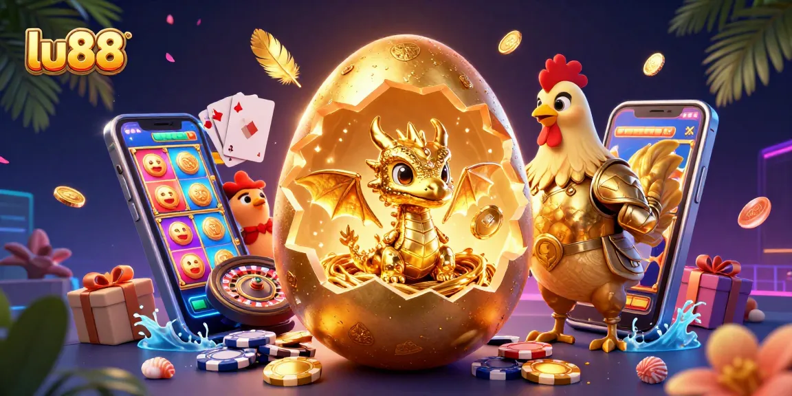 Experience thrilling gameplay at lu88 with a golden dragon and exciting gaming elements in a vibrant casino backdrop.